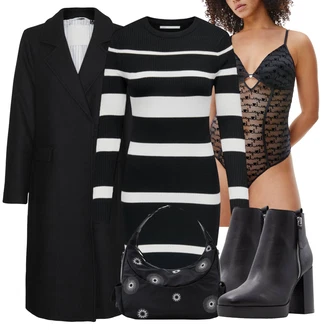 Outfit s Modrá/Černá/Oranžová Krajkový Body/Síťovaný body/Průhledný body Calvin Klein underwear "Perfekt na podzim"