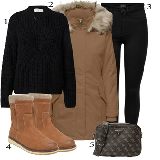 outfit mit Črna/Temno modra Pletena Pajkica/Pajkice z Razporkom/Neprosojna Pajkica/Usnjena Jakna/Oblikovana Pajkica/Tople Pajkice/Športna Pajkica/Podložena Pajkica/Baumwoll Pajkica Only "Popoln za jesen"