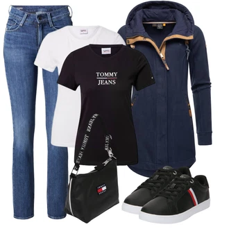 Outfit s Tmavě modrá/Světle modrá Mikina/Originální Mikina/Pletená Mikina s kapucí Ragwear "Outfit na podzim"