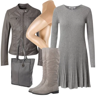 Outfit s Šedá/Béžová/Hnědá Kožené Bund Bunda z Umělé Kůže/Motorkářské Bund/Kožené Bund/Jezdecká bunda/Motorkářská bunda Only "Cool podzimní outfit"