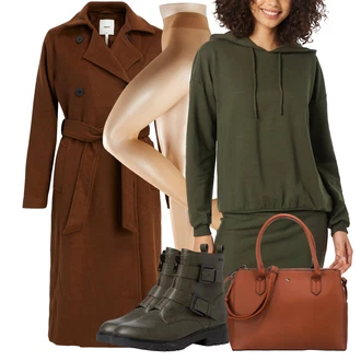 Outfit s Tmavě zelená Motorkářská Bota/Kožená kotníková bota/Bojová Bota/Kožená bunda/Plochá Kotníková Bota/Kozačka se zipem/Kotníková Bota s Podšívkou/Motorkářská bota S.Oliver "Cool podzimní outfit"
