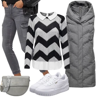 Outfit s Šedá/Světle šedá/Tmavě šedá Zimní Parka/Nafukovací Bund/Puchová Bund/Dlouhé bundy/Letní peřová bunda/Zimní Bund/Bunda 2v1/Bunda na přetažení přes hlavu Ragwear "Cool podzimní outfit"