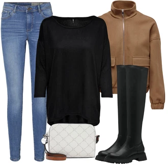 Outfity s botami Krátká Hunting s Hnědá/Béžová/Khaki Bunda s Bočním Zipem/Pilotní Bunda/Bomber/Podzimní bunda/Uniformní Bund/Udržitelná bunda/Krabice bunda Only "Cool podzimní outfit"Look: Volný čas, Jízda na koni, Hunting