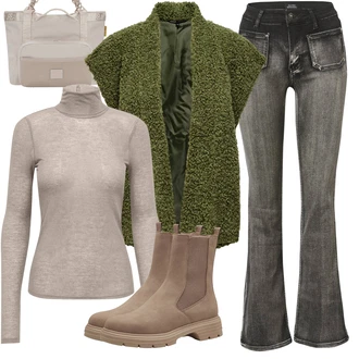 se suchým zipem Outfit s Šedá/Béžová/Hnědá Obchodní Taška/Taška/Plenková taška/Taška Přes Rameno/Taška Na Notebook/Kancelářská Taška/Shopper taška/Sportovní Taška Přes Rameno Johnny Urban "Cool podzimní outfit"