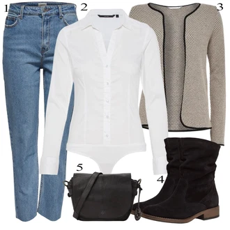 Bombaž outfit mit Krem/Bela Srajca/Bluzasti Body/Slim Fit Bluza VERO MODA "Obleka za jesen"