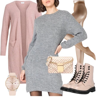 Outfit s Béžová/Růžová Kozačka Šněrovací Kotníková Bota/Klasická Kozačka/Bojová Bota/Motorkářská bota Dockers by Gerli "Cool podzimní outfit"