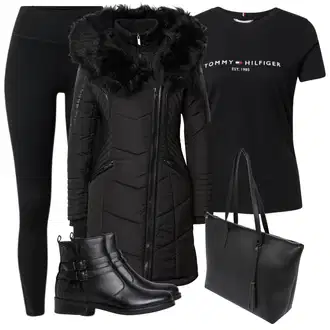 Kombinacije za golf Zima sa Crna Nekategorizirano/Kaput/Parka velike veličine Only "Jesenski outfiti"