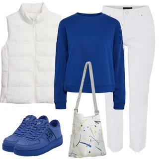 Outfit s Modrá/Světle modrá Kožené tenisky/Nízká Teniska/Teniska na platformě/Teniska teddy/Úzká teniska Replay "Cool podzimní outfit"