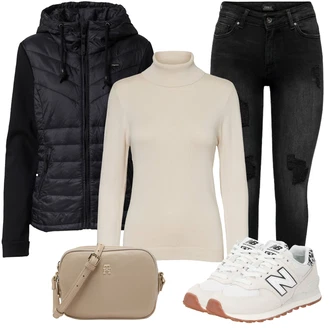 Outfity z džínu s Černá Džíny s Dírou/Kožené bundy/Džíny s Rozparkem/Motorkářské Džíny Only "Cool podzimní outfit"
