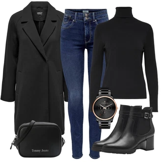 Nadrozměrné Outfit s Černá/Tmavě šedá Kabát z Kabanosu/Oversize Kabát/Midi Kabát/Blazerový Kabát/Scuba Kabát/Kašmírový Kabát/Lodenový kabát/Vlněný Kabát/Zimní Kabát Vlněný kabát Only "Cool podzimní outfit"Look: Klasické, Elegantní, Cool, Moderní, Kancelář, Old Money, Nadrozměrné, Chytrý příležitostný, Univerzitní