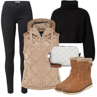 Outfit s Hnědá/Červená/Béžová Kozačka Kotníková Bota s Podšívkou/Zimní kotníková bota/Ovčí Kožešinová Bota/Vycpaná Kozačka/Zimní Kozačka z jehněčí kůže/Plochá Kotníková Bota/Kožené pánské obuv/Nepromokavá Kozačka Tom Tailor "Cool podzimní outfit"