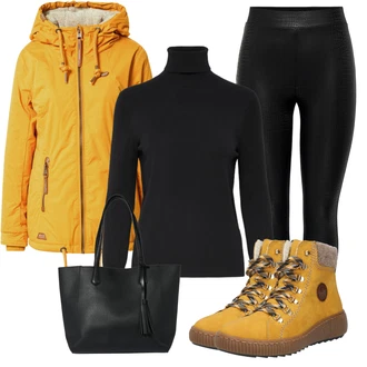 Outfit s Žlutá/Hnědá Zimní bota/Teniska Zimní Tenisky/Trekingová Bota/Šněrovací Kozačka Rieker "Cool podzimní outfit"