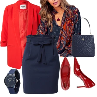 Krep Outfit s Červená/Žlutá/Vícebarevný Lascana "Cool podzimní outfit"