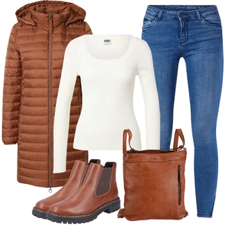 Sportovní Svátost oltářní Outfit s Červená/Hnědá/Oranžová S.Oliver "Cool podzimní outfit"Look: Venkovní, Příliš oblečený, Nadrozměrné, Sportovní, Pro Dům, Bar, Galavečer, Nový Rok, Biřmování, Koncert, Festival, Svátost oltářní, Chatky
