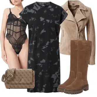Outfity s krajkovými body "Cool podzimní outfit"
