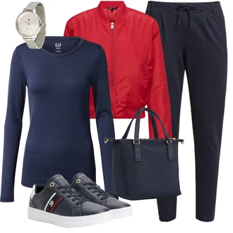 Cool Outfit s Tmavě modrá/Modrá Sportovní kalhoty/Teplák/Tréninková Kalhoty/Ležérní Kalhoty/Žerzejová Kalhoty/Navlékací Kalhoty/Jogger Kalhoty Only "Cool podzimní outfit"Look: Ležérní, Cool, Kancelář, Venkovní