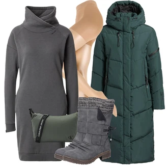 Outfit s Světle šedá/Šedá/Tmavě modrá/Tmavě šedá/Černá Kozačka Kotníková Bota s Podšívkou/Vycpaná Kozačka/Nepromokavá Kozačka/Kožené pánské obuv/Bota se širokým nohavici/Zimní kotníková bota/Zimní Kozačka Rieker "Cool podzimní outfit"