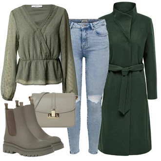 St?edov?k Outfit s Sv?tle zelená/Tmav? zelená/Zelená D?tská hra?ka/Ln?ná Halenka/Zavinování Halenka/Neobvyklá Halenka/Halenka s Dlouhým Rukávem/Halenkový Top About You "Cool podzimní outfit"Look: Lehký, Styl, Irský, St?edov?k, Venkovní, Romantický, Univerzitní