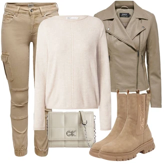 Outfit s Khaki Cargo Kalhoty/Cargo Tepláky/Motorká?ská kalhoty/Kalhoty s dírou/Skinny Kalhoty/Úzká Kalhoty/Twillová Kalhoty Only "Cool podzimní outfit"