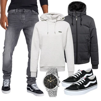 Sommer Outfit mit Schwarz/Creme/Weiß Sommer Sneaker/Turnschuh ohne Schnürsenkel/Sneaker Low/Skateschuh/Canvas-Sneaker/Schmaler Sneaker/Vintage Sneaker Vans "Cooles Herbst Outfit"