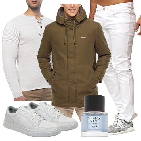 Braun/Dunkelgrün/Beige/Khaki Jacke mit Seitlichem Reißverschluss/Trekkingjacke/Winter Parka/Funktionsjacke/Parka-übergangsjacke/Kapuzenjacke/Bundeswehr Parka Ragwear kombinieren