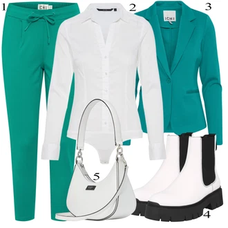 Ovratnik s pritrdilnimi gumbi outfit mit Krem/Bela Srajca/Bluzasti Body/Slim Fit Bluza VERO MODA "Obleka za jesen"