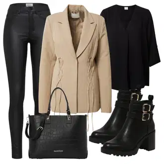 Outfit sa Crna Majica Poslovna košulja/Košulja s Bluzom/Poslovna košulja/Ležerna košulja/Košulja od muslina JdY "Elegantni look"
