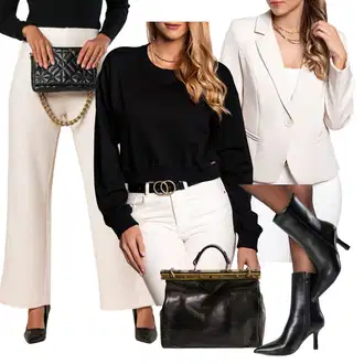 Outfit sa Pink/Bež/Plava Hlače Duga Hlača/Hlače za Trening fenzy "Elegantni look"