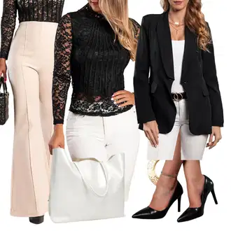 Outfit sa Pink/Bež/Plava Hlače za Trening/Duga Hlača/Široka Hlača fenzy "Elegantni look"