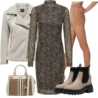 Motorka Zima Outfit s Šedá/Béžová/Khaki/Hnědá Bunda Zimní Bund Only "Elegantní podzimní outfit"Look: Motorka, Jízda na koni