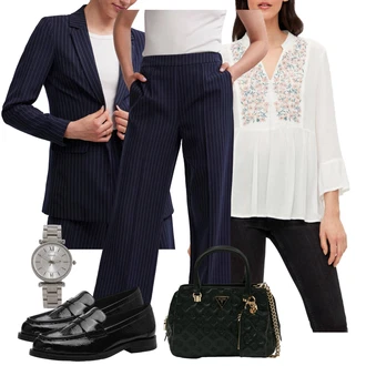 Outfit s Šedá Náramkové hodinky Fossil "Elegantní podzimní outfit"