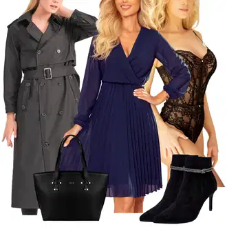 Outfit s Modrá/Pastelové barvy/Černá/Fialová/Tmavě Modrá/Bílá/Béžová Krajkový set spodního prádla/Krajková podprsenka/Krajkový Body/Korzet/Korselet kalimo "Elegantní podzimní outfit"