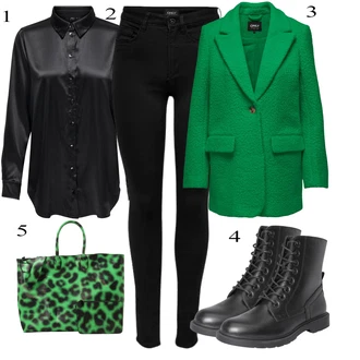 outfit mit Črna/Temno modra Pletena Pajkica/Pajkice z Razporkom/Neprosojna Pajkica/Usnjena Jakna/Oblikovana Pajkica/Tople Pajkice/Športna Pajkica/Podložena Pajkica/Baumwoll Pajkica Only "Obleka za jesen"