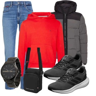 Outfit mit Schwarz/Grau/Hellgrau/Dunkelgrau Laufschuh/Joggingschuh/Fitnessschuh/Fitnessschuh/Gymnastikschuh/Bequemer Schuh/gesundheitsschuh/Sneaker/Walkingschuh Adidas Performance "Freizeit Outfit"