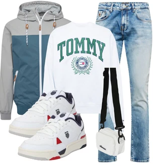 Schön Outfit mit Blau/Hellblau Vintage Jeans/Herren Lederjacke/Straight Leg Jean/Low Waist Jean/Low Rise Jean/Jeans mit Loch/Jeans mit Schlitz/Girlfriend Jeans/Dad Jeans/Cropped Jeans/Boyfriend Jean/T-Shirt/Biker Jeans LTB "Freizeit Outfit"Look: Uni, 70er, Coole, Schön, Premium, Western