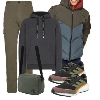 Outfit mit Dunkelgrün Gymnastikschuh/Tennisschuh/Fitnessschuh/Joggingschuh/Walkingschuh/Sommer Sneaker/Sneaker Low/Schnürschuh/gesundheitsschuh Adidas Performance "Freizeit Outfit"
