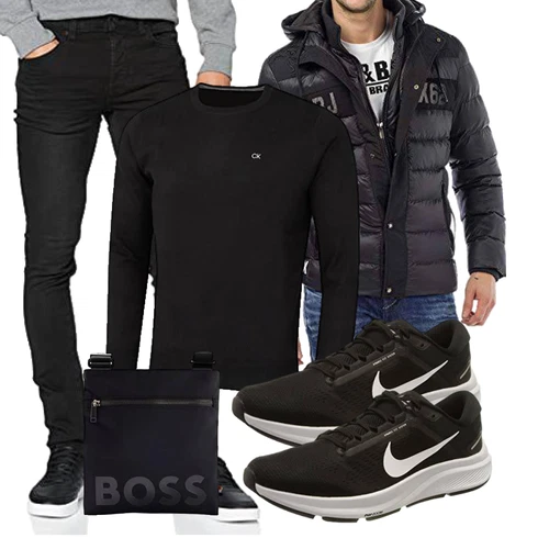 Schwarz/Blau Steppjacke/Sommerdaunenjacke/Kapuzenjacke/Kunstfaserjacke/Außergewöhnliche Jacke/Puffer Jacke/Winterjacke/Daunenjacke Cipo & Baxx kombinieren