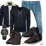 Jeansjacken mit Strickärmeln Outfits image