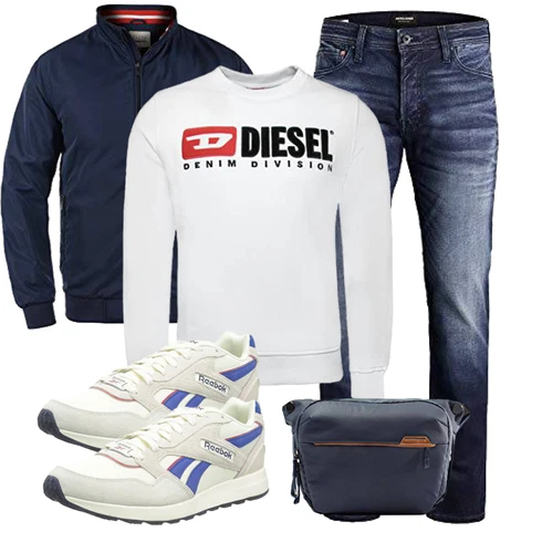 Creme/Weiß/Schwarz/Rot Lederjacke/Women's Fleece Sweatshirts/Damen Pullover/Sport Sweatshirt Diesel kombinieren
