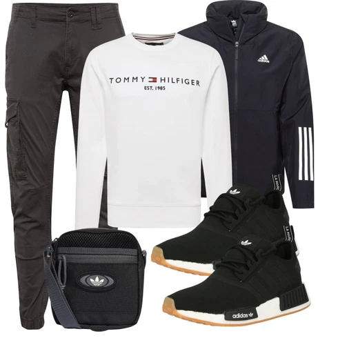 Grau/Weiß/Creme Große Größe Sweatmode/Damen Pullover/Sport Sweatshirt Tommy Hilfiger kombinieren mit Grau/Weiß/Creme Sweatmode/Hoodie Damen Pullover/Sport Sweatshirt Tommy Hilfiger