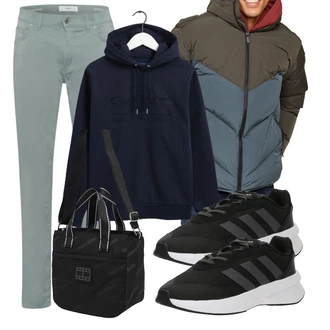 Outfit mit Schwarz/Rosa Sneaker Low/Chunky Sneaker/Sommer Sneaker/Winter Sneaker/Schmaler Sneaker/Schnürschuh/Walkingschuh Adidas Performance "Freizeit Outfit"