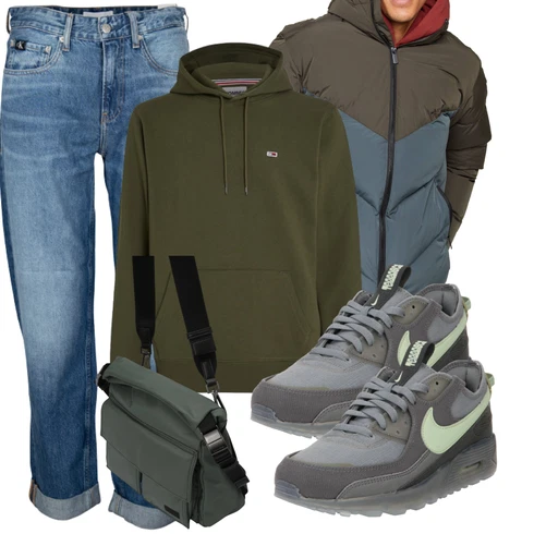 Dunkelgrün/Grün Militär Tasche/Mannstasche/Tragetasche/Notebook Tasche Calvin Klein kombinieren