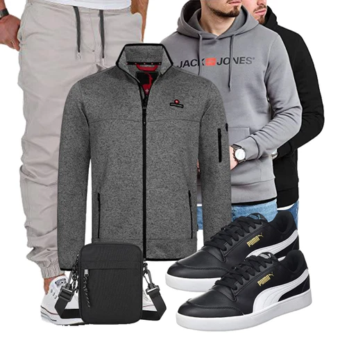 Grau/Dunkelgrau/Hellgrau Damen Pullover/Sport Sweatshirt/Partner Hoodie/Hoodie/Unisex Hoodie/Ausgefallener Hoodie/Sport Hoodie Jack & Jones kombinieren