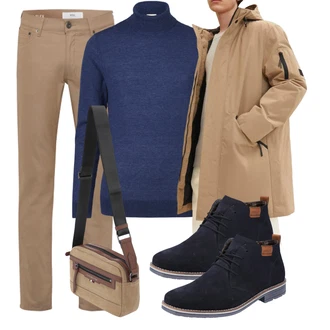 Mit Absatz Outfit mit Dunkelblau/Hellblau Klassischer Stiefel/Stoffschuh/Flache Stiefelette/SchnürStiefelette/Schnürschuh/Schnürer/Gefütterte Stiefelette/Oxford Schuh Rieker "Freizeit Outfit"