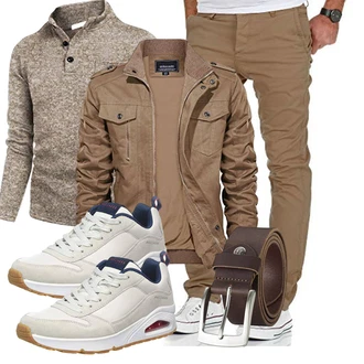Stil Motorrad Outfit mit Khaki Lederjacke/Bikerjacke/Frühlingsjacke/Sommerjacke/Wachsjacke/Cargojacke/Fliegerjacke/Jacke mit Seitlichem Reißverschluss/Militärjacke/Herbstjacke/KunstLederjacke/Bomberjacke KEFITEVD "Freizeit Outfit"Look: Casual, Streetwear, Outdoor, Stil, Militär, Indoor, Coole, Workwear, Schön, Moderne, Angeln, Jagd, Arbeits, Freizeit, Motorrad, Reiten, Airsoft