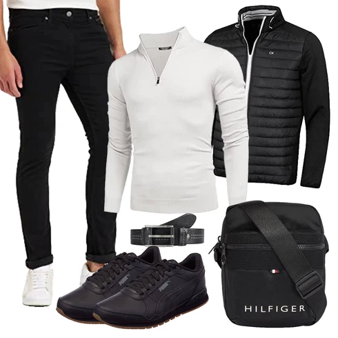 Schwarz 2in1 Jacke/SportJacke/LanglaufJacke/MerinoJacke/KunstfaserJacke/WendeJacke/Verstaubare Jacke/ThermoJacke/HybridJacke Calvin Klein kombinieren