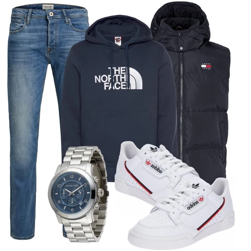 Schwarz/Dunkelblau Mantel Parka große Größe Tommy Jeans kombinieren mit Blau/Hellblau Slim Fit Jeans/Low Rise Jean/Leder Schuhe/Lederjacke/Low Waist Jean/Winterjacke/Jeans mit Schlitz/Regular-Fit Jeans/Knöchelstiefel/Schlupfjeans/Straight Leg Jean Jack & Jones
