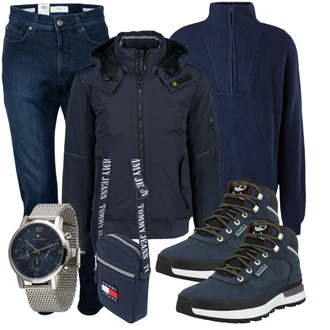 Jeans Outfits mit Blau/Dunkelblau/Hellblau Trekkingstiefel/Wasserdichter Outdoorschuh/Wasserfester Schuh/Winter Sneaker/Wasserdichter Stiefel Timberland "Freizeit Outfit"