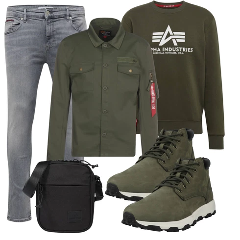 Dunkelgrün Sport Sweatshirt/Damen Pullover/Women's Fleece Sweatshirts Alpha Industries kombinieren