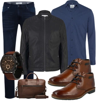 Outfit mit Braun/Beige Schnürstiefelette/Schnürer/Leder Stiefelette/Lederschuh/Schuh Ohne Schnürsenkel/Vintage Schnürschuh/Rahmengenähter Schuh Bugatti "Freizeit Outfit"